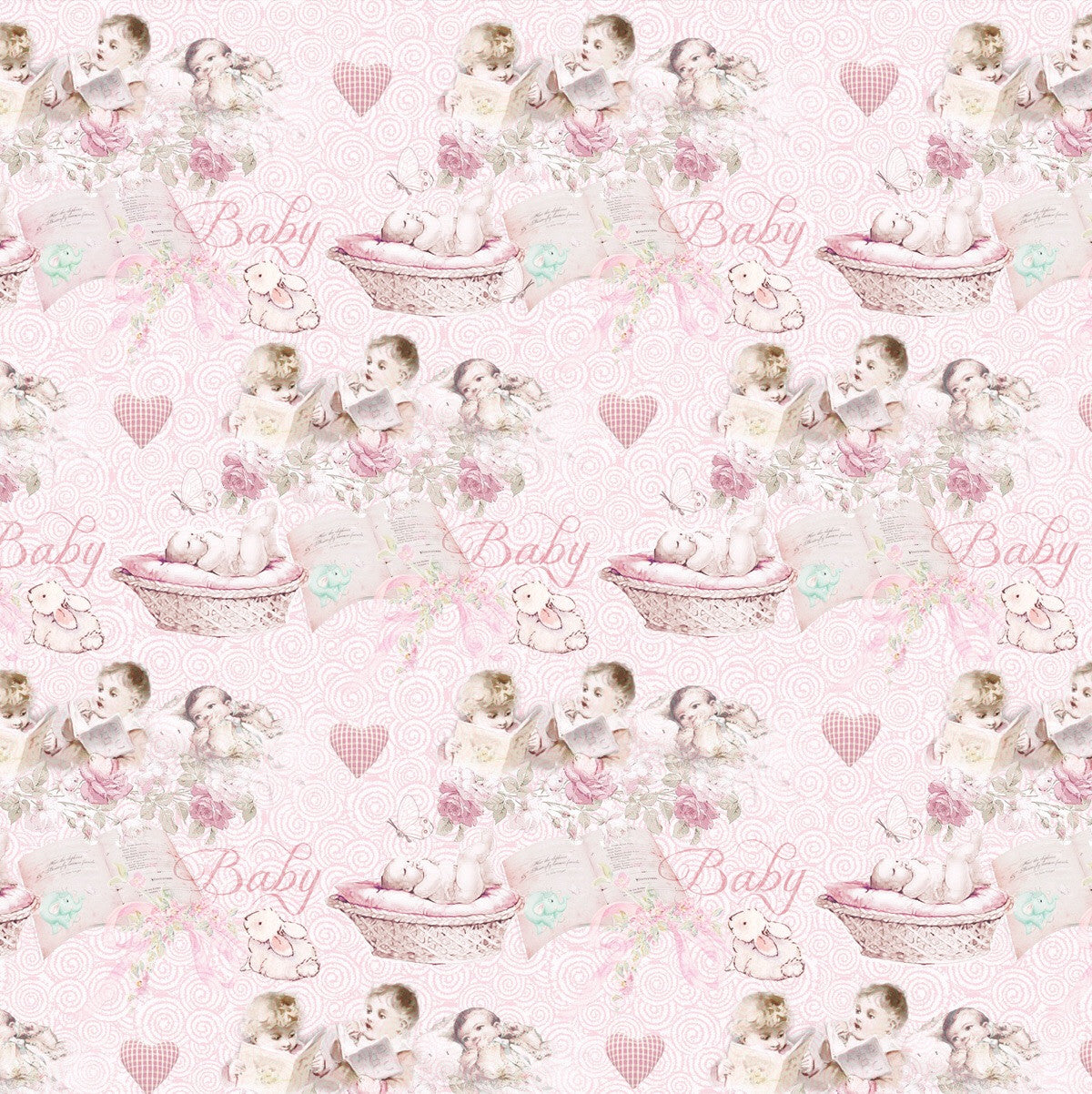 image_b495fb12-b14e-4e4d-8ef8-f1942887fa43.jpg FabScraps BABY GIRL 12"X12" Scrapbook Paper Sheet - Image 1
