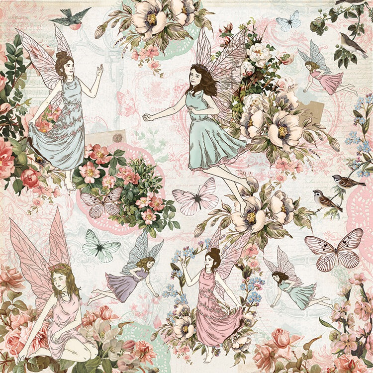 image_b5c0f62d-0d5f-4b0b-8957-d7f9d6f2b5e1.jpg Kaisercraft Fairy Garden FAIRY DANCE 12"X12" Scrapbook Sheet - Image 1