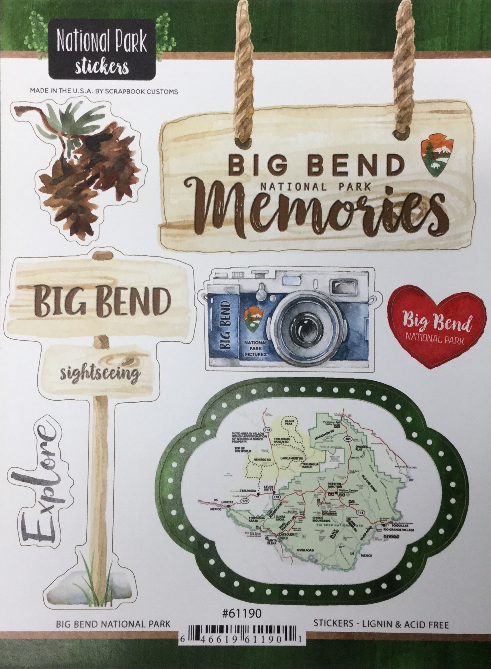 image_b7fdd201-cf1f-4785-a153-597504613bdc.jpg National Park BIG BEND Stickers 18pc Scrapbook Customs - Image 1
