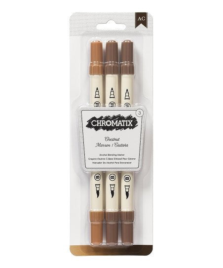 image_bbde10ab-1012-4e9a-bc2b-714a9be0d1af.jpg American Crafts Chromatix CHESTNUT Alcohol Blending Markers 3 pc. - Image 1
