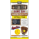 SOFTBALL WOOD Sticker Scrapbook Customs Softball 11pc