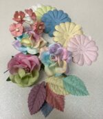 Sweet Roses PASTEL RAINBOW Daisies Cherry Blossoms Leaves 18pc - Image 2