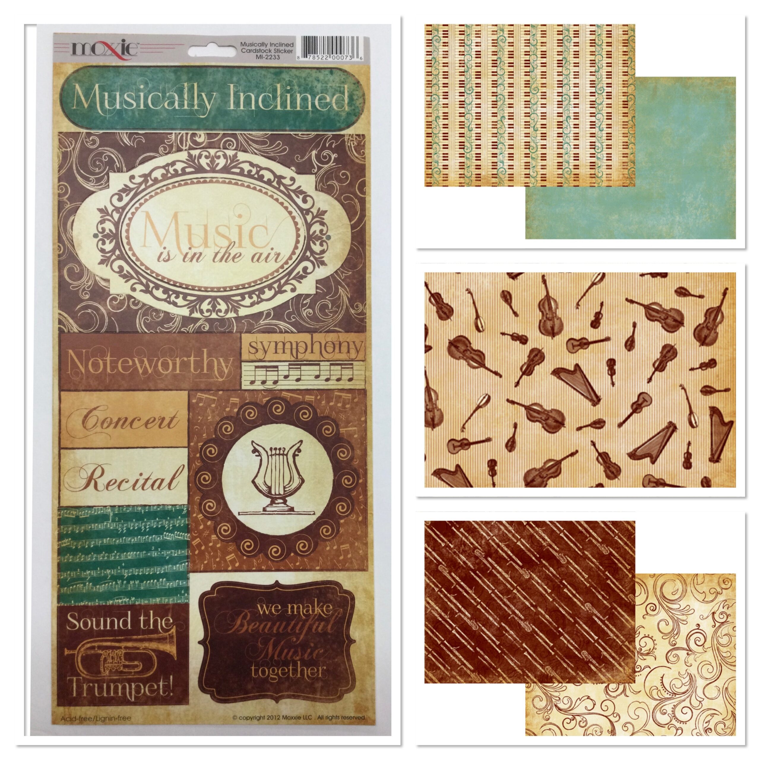 image_c0f76c74-84b9-4b1d-ab6f-178c077a9c05.jpg Moxxie MUSICALLY INCLINED 12"X12" Music Scrapbook Paper - Image 1