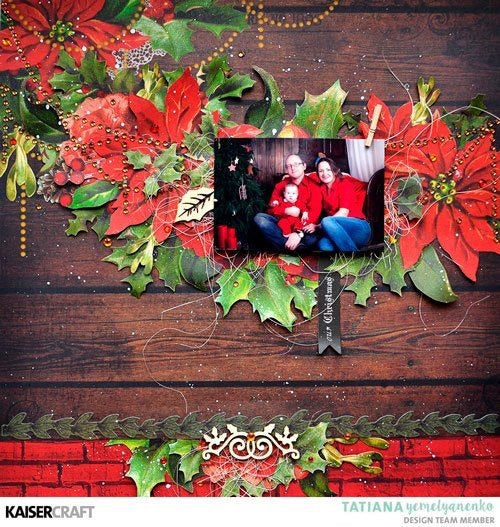 image_c2a8a6be-2497-44ad-bd5e-b93699ab7be3.jpg Kaisercraft Letters To Santa POINSETTIA GARLAND 12"X12" Scrapbook Sheet - Image 1