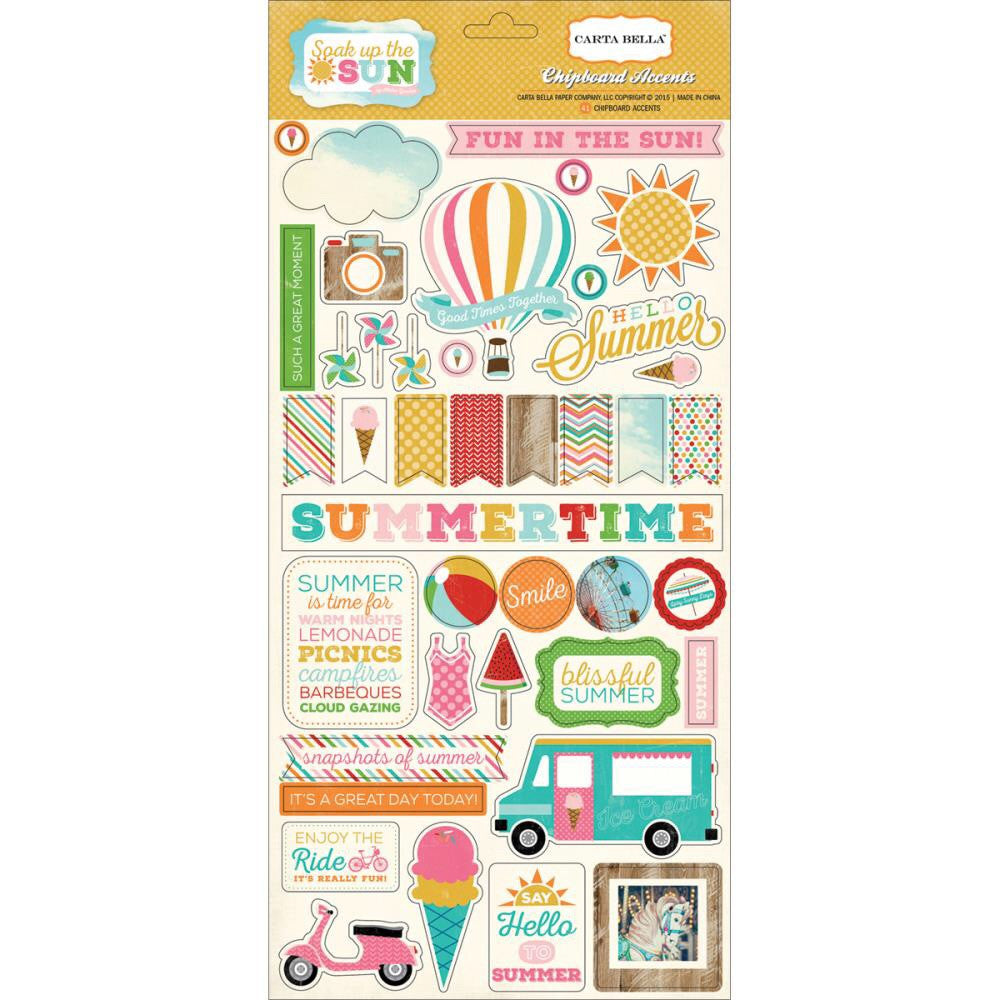 image_c3b87468-f5f0-4f34-9793-4e7dd0b6fab4.jpg Echo Park SOAK UP THE SUN Chipboard Accents 6"X13 41pc - Image 1