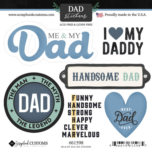 image_c5c0d3aa-f1a4-482a-a846-41a6398119cf.jpg Dad Stickers ME & MY DAD 6X6 Scrapbook Stickers 6pc - Image 1