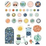 Simple Stories SAFE TRAVELS Decorative Brads & Chipboard Pieces 34pc - Image 2