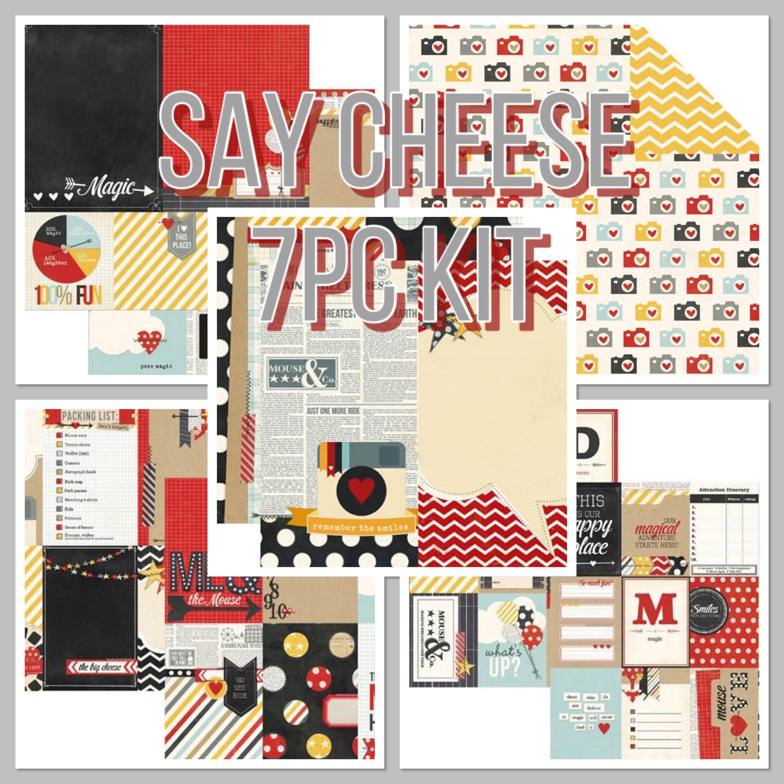 image_c97184d9-aec3-4862-afec-b3a5178ee6e2.jpg Simple Stories SAY CHEESE Scrapbook Paper Kit 7pc - Image 1