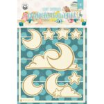P13 GOODNIGHT Clouds Light Chipboard Embellishments 1 Set