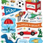 Carta Bella LITTLE BOY Chipboard Accents 52pc