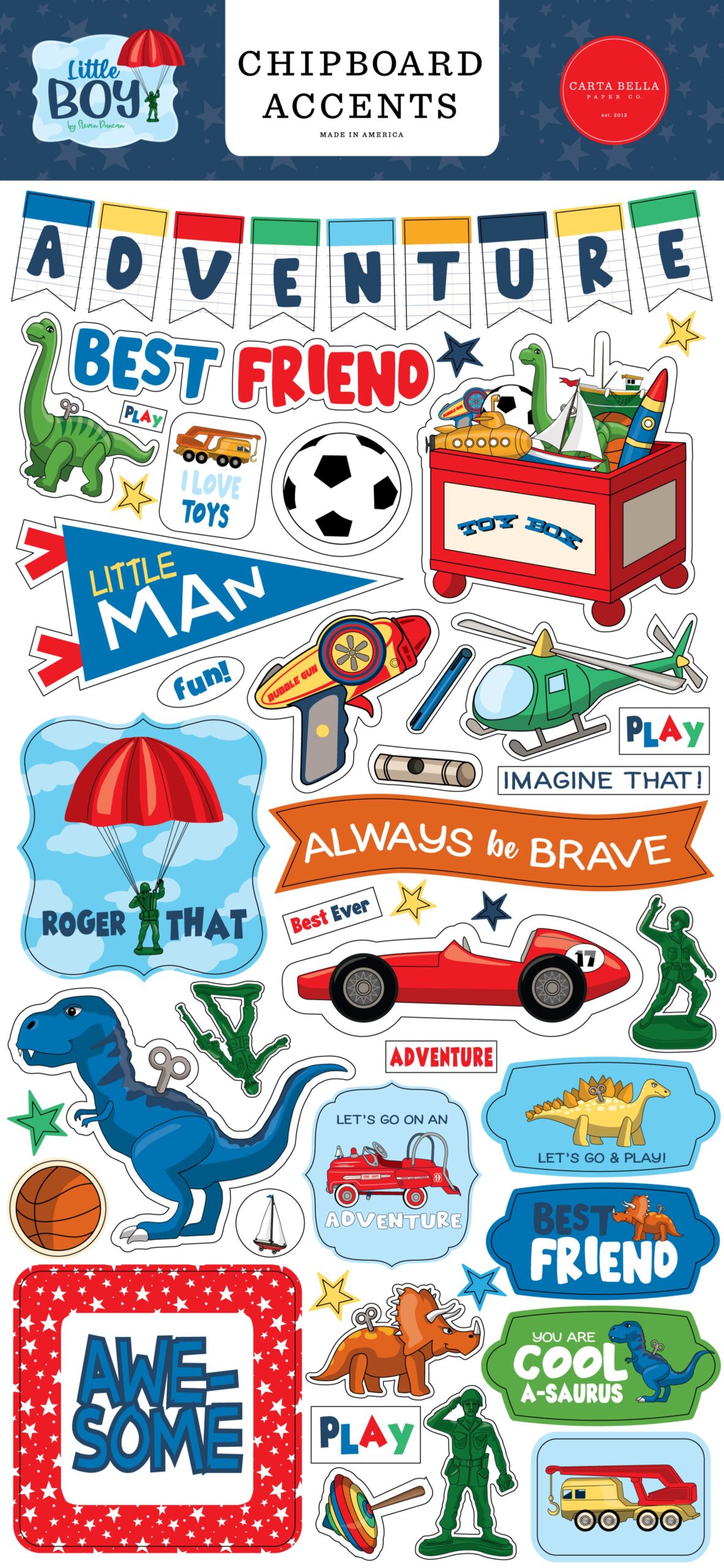 image_cd6a86d6-8b03-453a-b2f1-c97ec160d917.jpg Carta Bella LITTLE BOY Chipboard Accents 52pc - Image 1