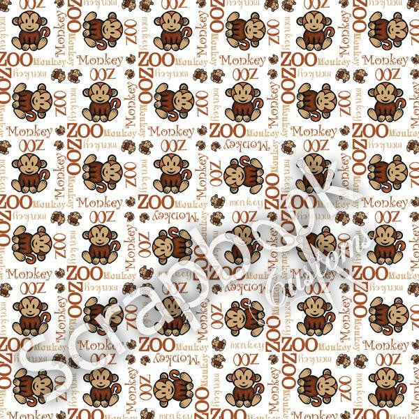 image_d1368a40-ee5a-4d58-a8e8-63c9b7223d8b.jpeg Zoo Buddies MONKEY 12"X12" Scrapbook Customs Paper - Image 1