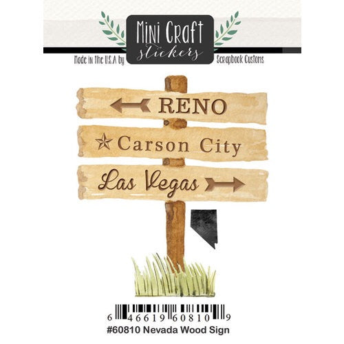 image_d3b48e96-b895-4357-b1fb-5b8037b9de33.jpg Mini Craft Stickers NEVADA WOOD SIGN Las Vegas Reno Carson - Image 1