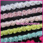 Scrapbooksrus Pearl Ribbon Roses MINT GREEN 1 yard Trim - Image 3