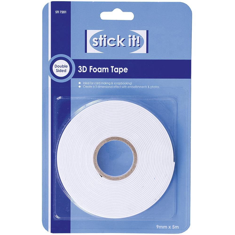 image_d676d03a-bca2-4a01-97b6-1db5164cd479.jpg Docrafts STICK IT 3D Foam Tape 9mm x 5m - Image 1