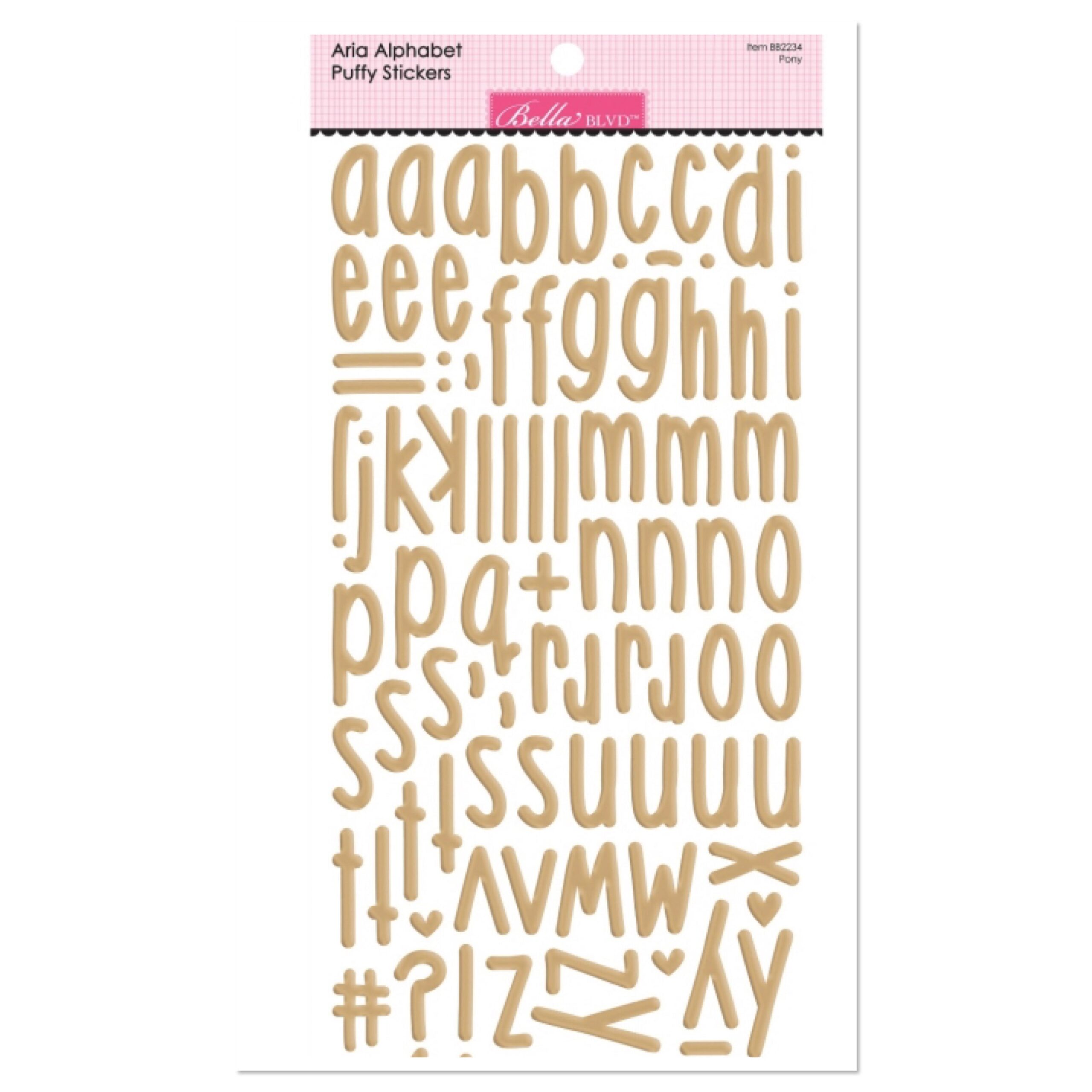 image_d928bb23-ef36-41d8-a2ac-2bf77aec8b2e.jpg Bella Blvd Aria Alphabet PONY Beige Puffy Stickers - Image 1