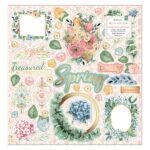 Bo Bunny Willow & Sage 12X12 CHIPBOARD STICKERS 44pc