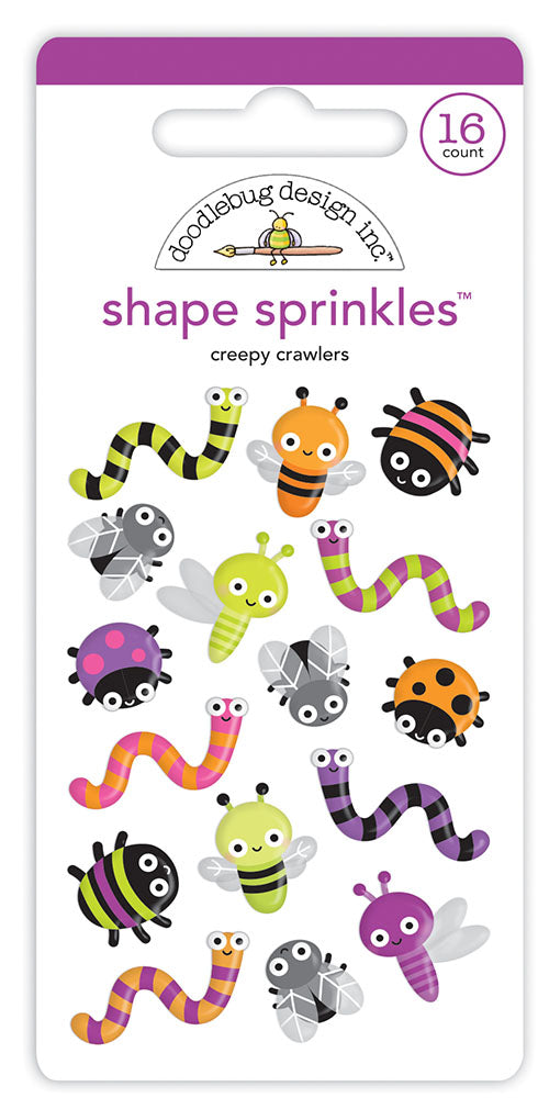 image_ddb56b86-3a0a-4f31-b06f-8de205e91f0f.jpg Doodlebug CREEPY CRAWLERS Shape Sprinkles 16pc - Image 1