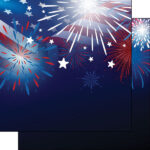 FIREWORKS AT NIGHT 4th of July 12"X12" Scrapbook Customs Paper - Image 3