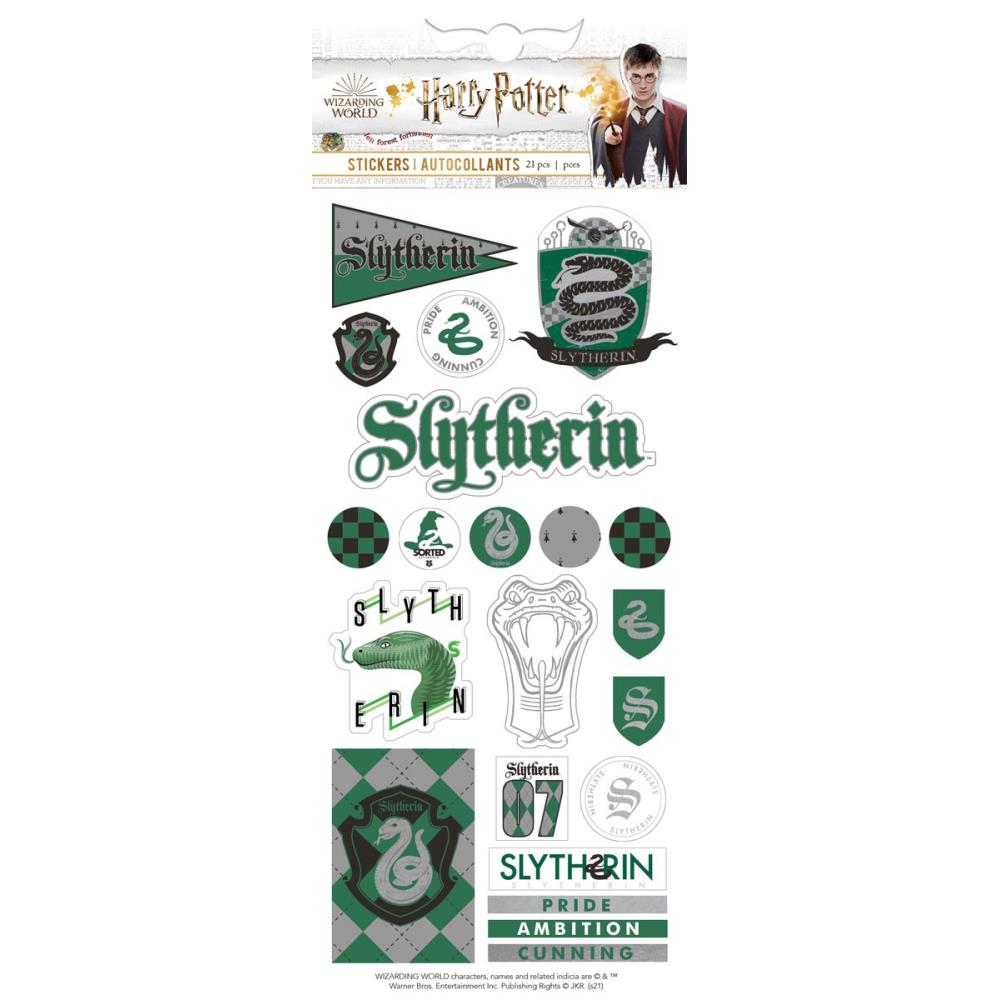image_e083a016-cbe5-4fab-9870-2a6b4a4e98cb.jpg Paper House HARRY POTTER SLYTHERIN Stickers 21pc - Image 1