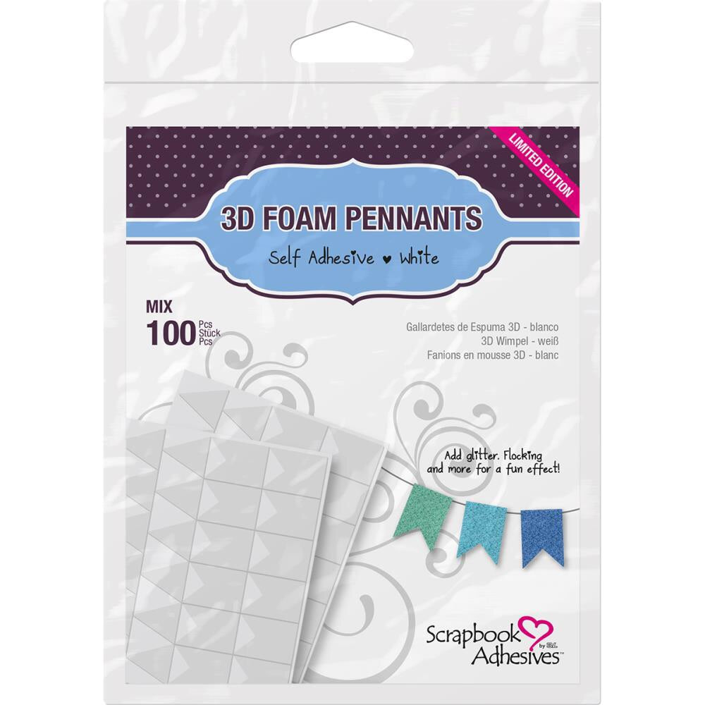 image_e2de7769-3530-4938-bd38-61f496e9657b.jpg Scrapbook Adhesives 3D FOAM PENNANTS White Banner - Image 1