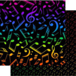 Scrapbook Customs MUSIC NOTES NEON 12X12 Papers