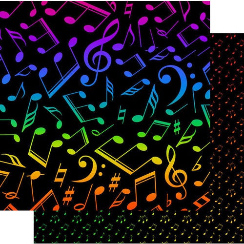 image_e4f92785-280b-468f-8b6f-c5ae08537b65.jpg Scrapbook Customs MUSIC NOTES NEON 12X12 Papers - Image 1