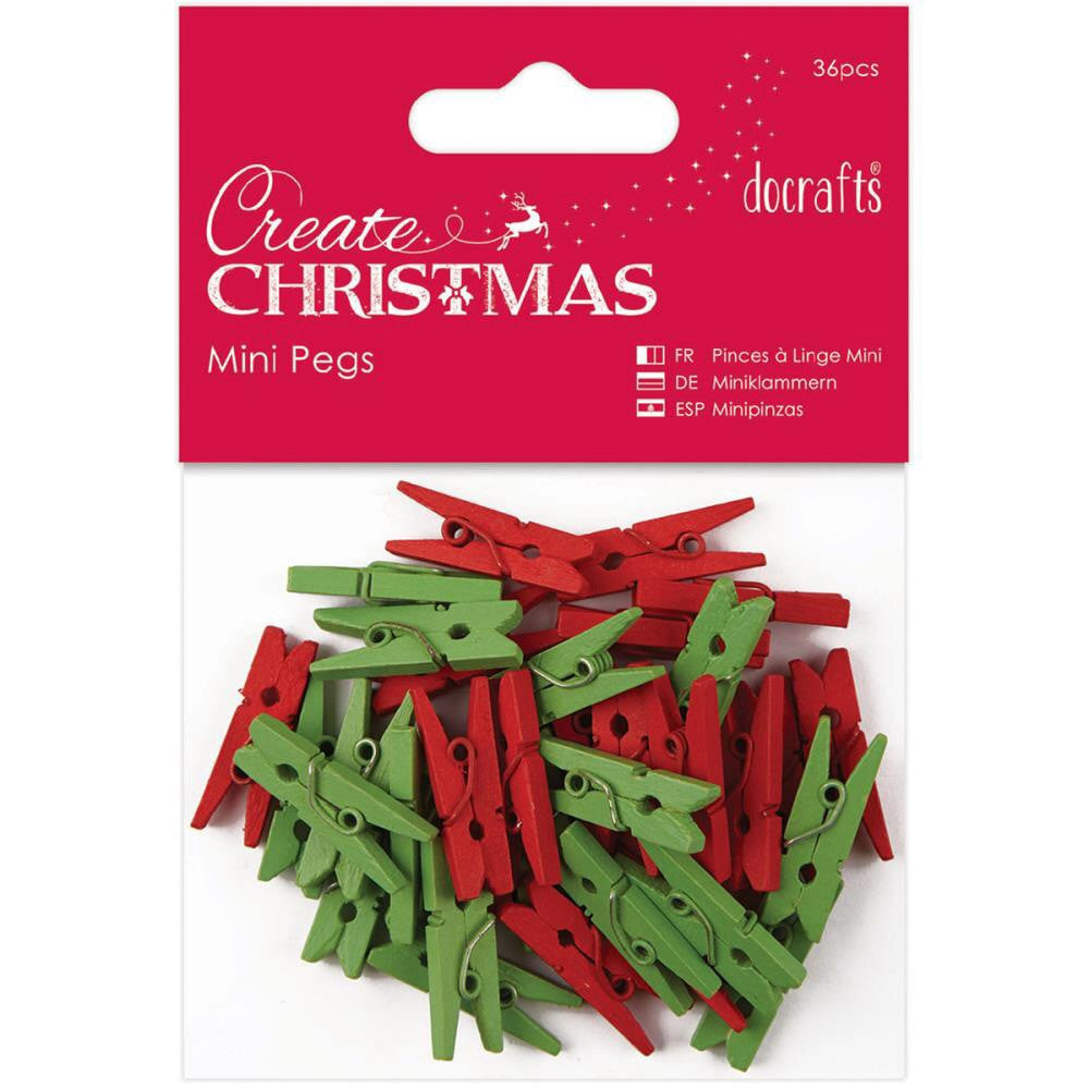 image_e50a9bf7-72cd-425f-9a40-01fbf47203dd.jpg Docrafts Papermania Create Christmas MINI PEGS 36pc - Image 1