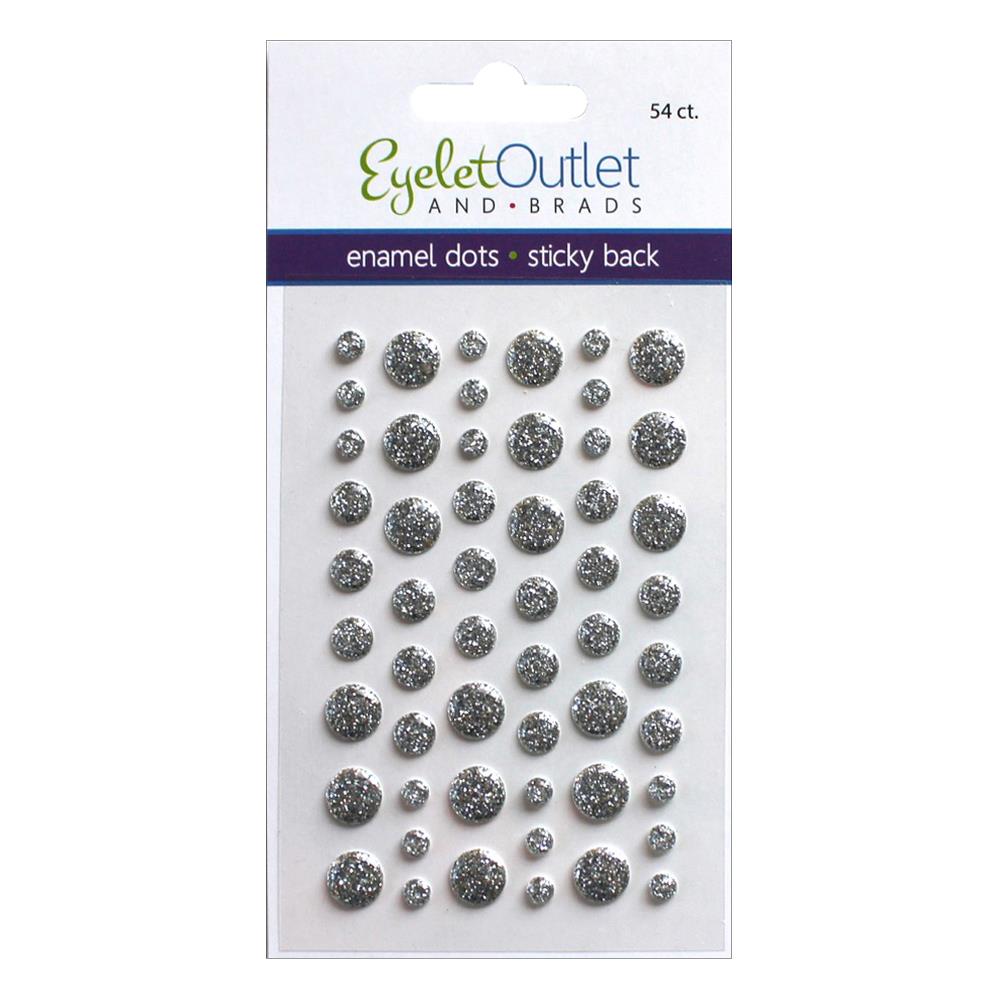 image_e5473494-82d4-4c41-87ca-e48df9054b38.jpg EyeLet Outlet ENAMEL DOTS GLITTER SILVER Sticky Back 54pc - Image 1