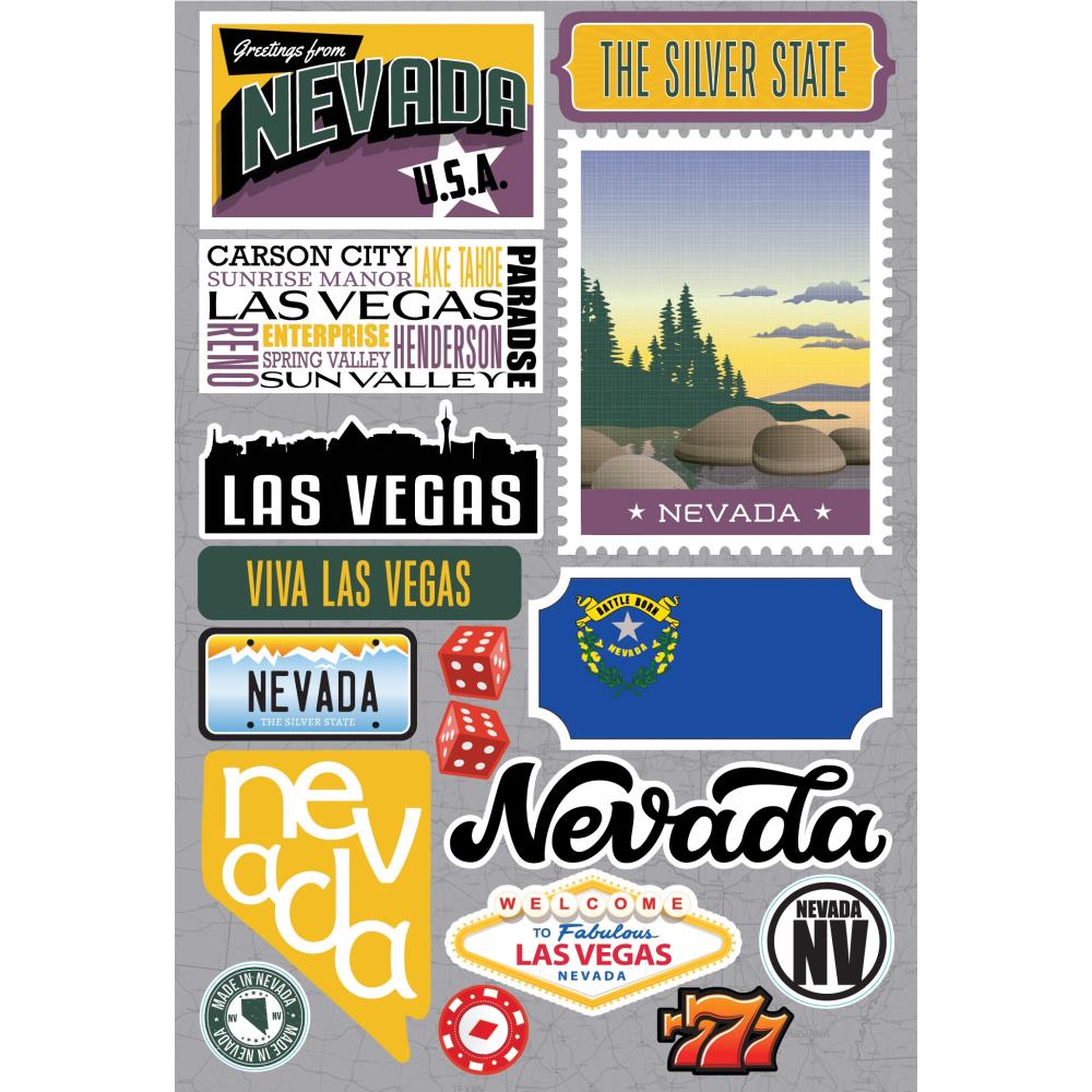 image_e966d093-7bae-4a3a-9e56-04ab2d2fb0c4.jpg Reminisce Jet Setters NEVADA DieCut Stickers 17pc - Image 1