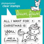 Lawn Fawn WINTER UNICORN Clear Stamps 7 pc