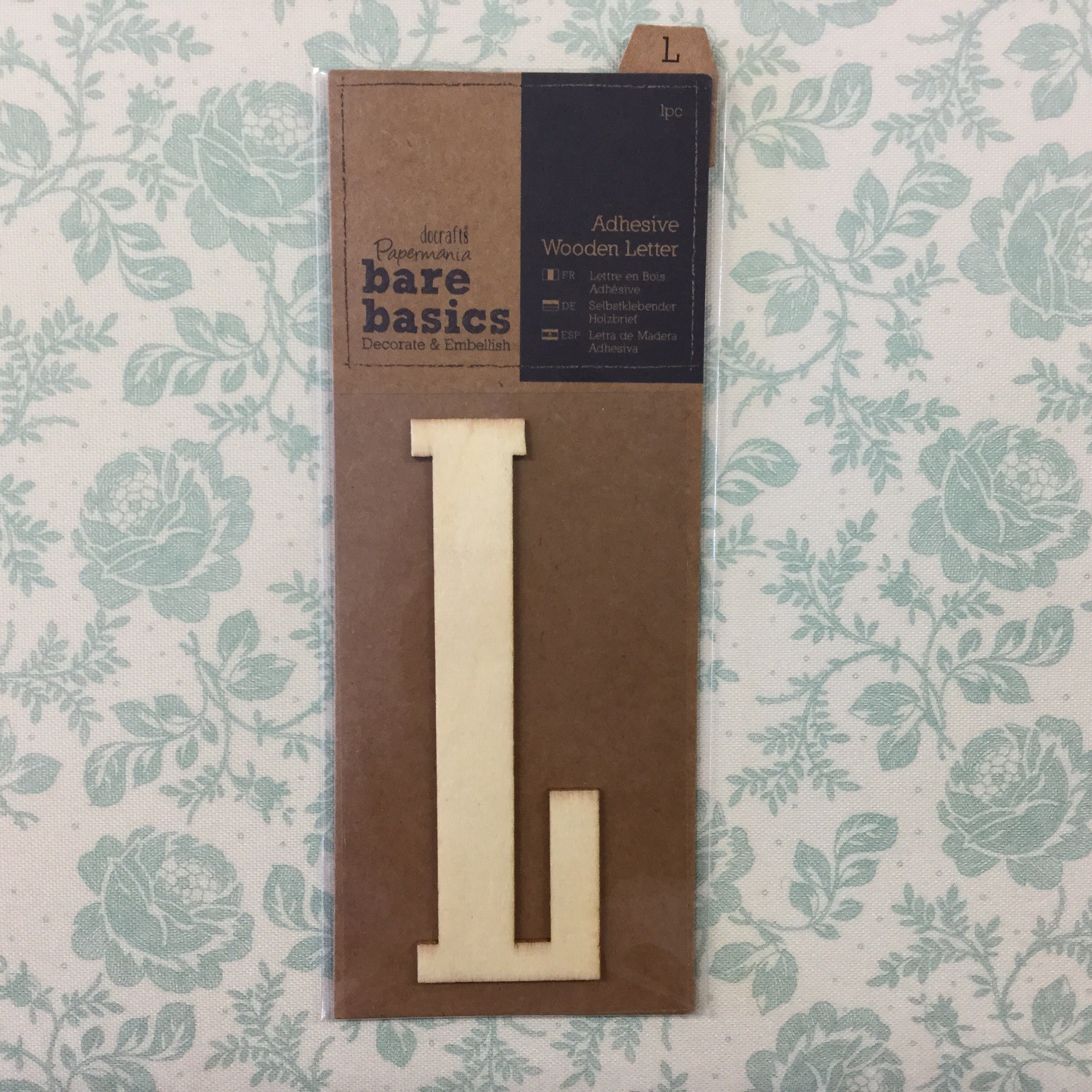 image_e9dd372a-8f83-4638-b778-9fb4221e846a.jpg Papermania Bare Basics Wooden Adhesive LETTER L Wood - Image 1