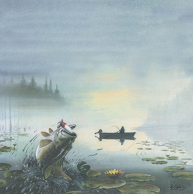 image_eab1dc4d-7cf0-41bc-8cb3-857202c16bfa.jpg Papers Best LK01 BASS AT DAYBREAK Fishing Sheet 12"x12" - Image 1