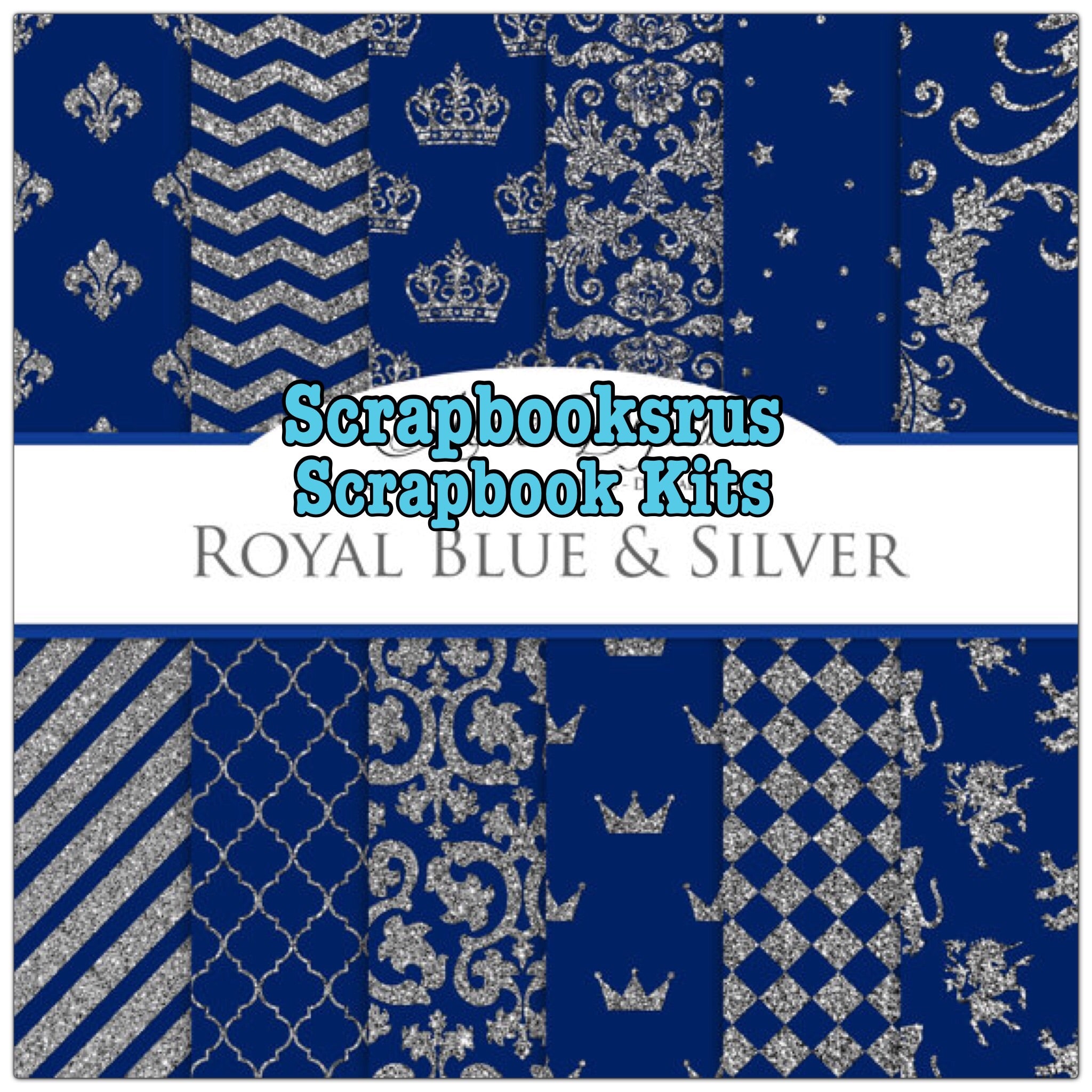 image_edc90792-fe73-45ec-9734-9b760d202cce.jpg Royal Blue & Silver 12 Sheet Scrapbook Kit Prom - Image 1