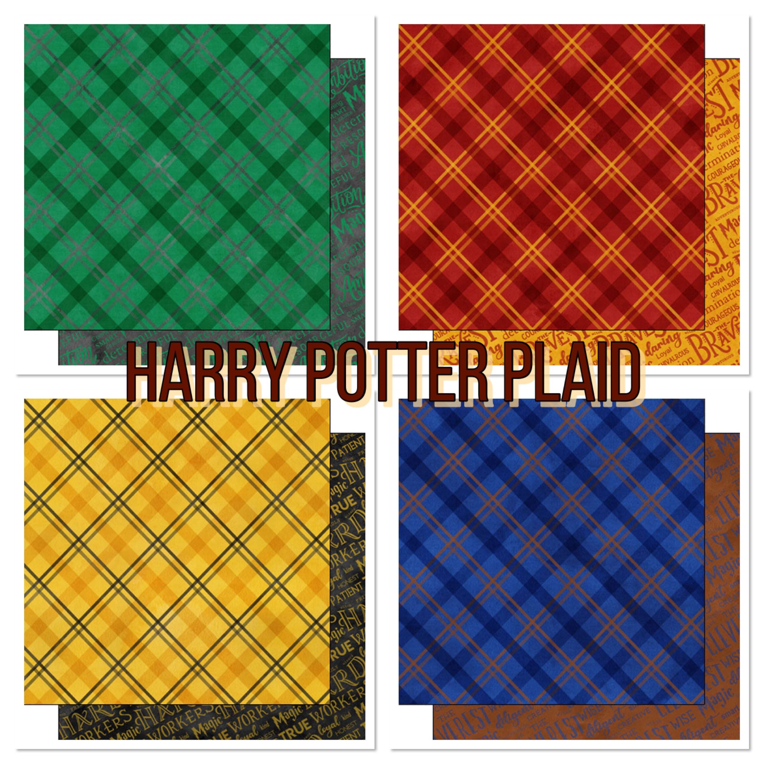 image_ef7d6cd3-9596-4a8b-8bee-734bcc75c444.jpg Wizarding World PLAID WORDS DS 12”x12” Scrapbook Customs Harry Paper - Image 1