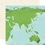 Carta Bella Travel Stories WORLD MAP 12"x12" Scrapbook Paper