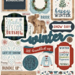 Carta Bella LET IT SNOW 6"x12" Chipboard Phrases Sticker 32pc