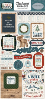 Carta Bella LET IT SNOW 6"x12" Chipboard Phrases Sticker 32pc