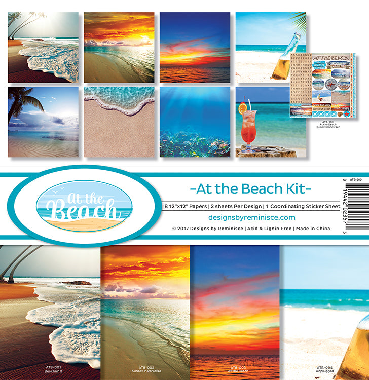 image_f080977d-7bf3-452d-b120-60106aefcc04.jpg Reminisce AT THE BEACH 12"X12" Scrapbook Kit 9pc - Image 1