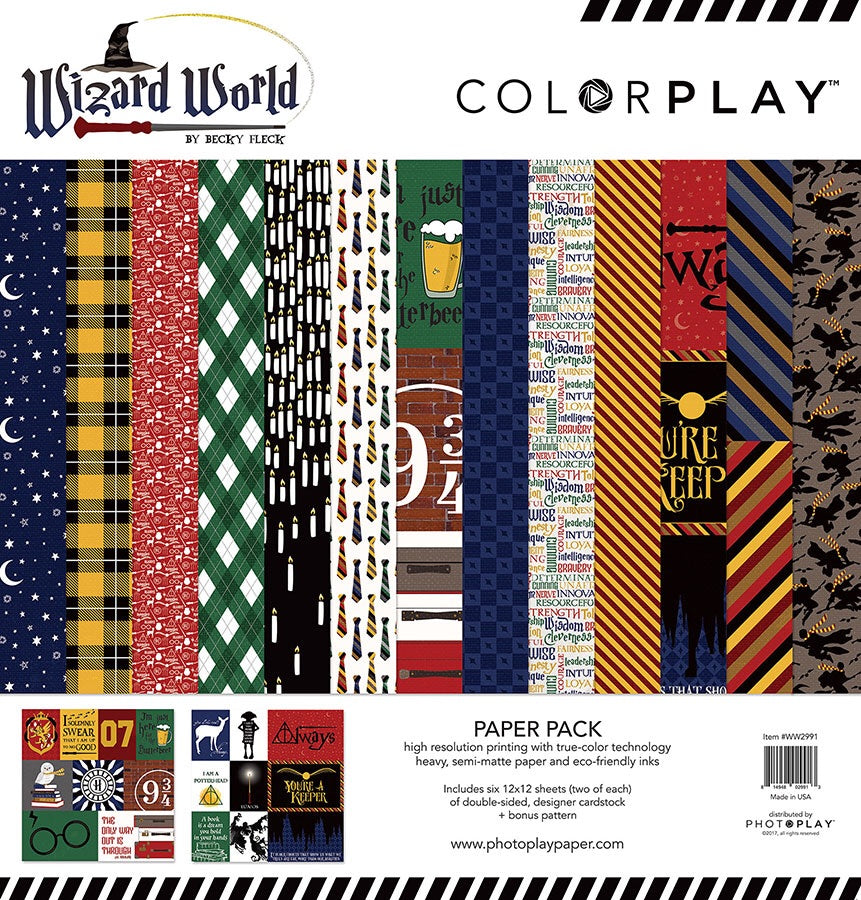 image_f0e4b638-853d-46cb-8e72-a110f84f21fc.jpg Colorplay WIZARD WORLD 12"X12" Paper Pack Kit Scrapbook Paper Pack 6 pc. - Image 1