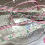 Pink Green Ribbon Set Grosgrain Ribbon 2 yards - Image 2