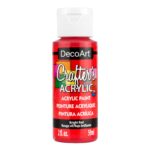 DecoArt Crafter's Acrylic BRIGHT RED Gloss Acrylic Paint 2oz