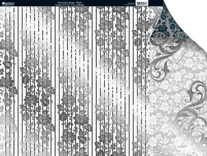image_f686ce16-01e5-45c1-8d7b-b0e9056a540f.jpg Kanban FLORAL CHIC STRIPE Cardstock 12"X12" - Image 1
