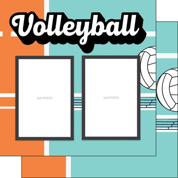 image_f80410e5-e4cb-456f-b55f-904cabbf490b.jpg Scrapbook Customs Quick Page VOLLEYBALL LEFT 12"X12" Scrapbook Paper - Image 1