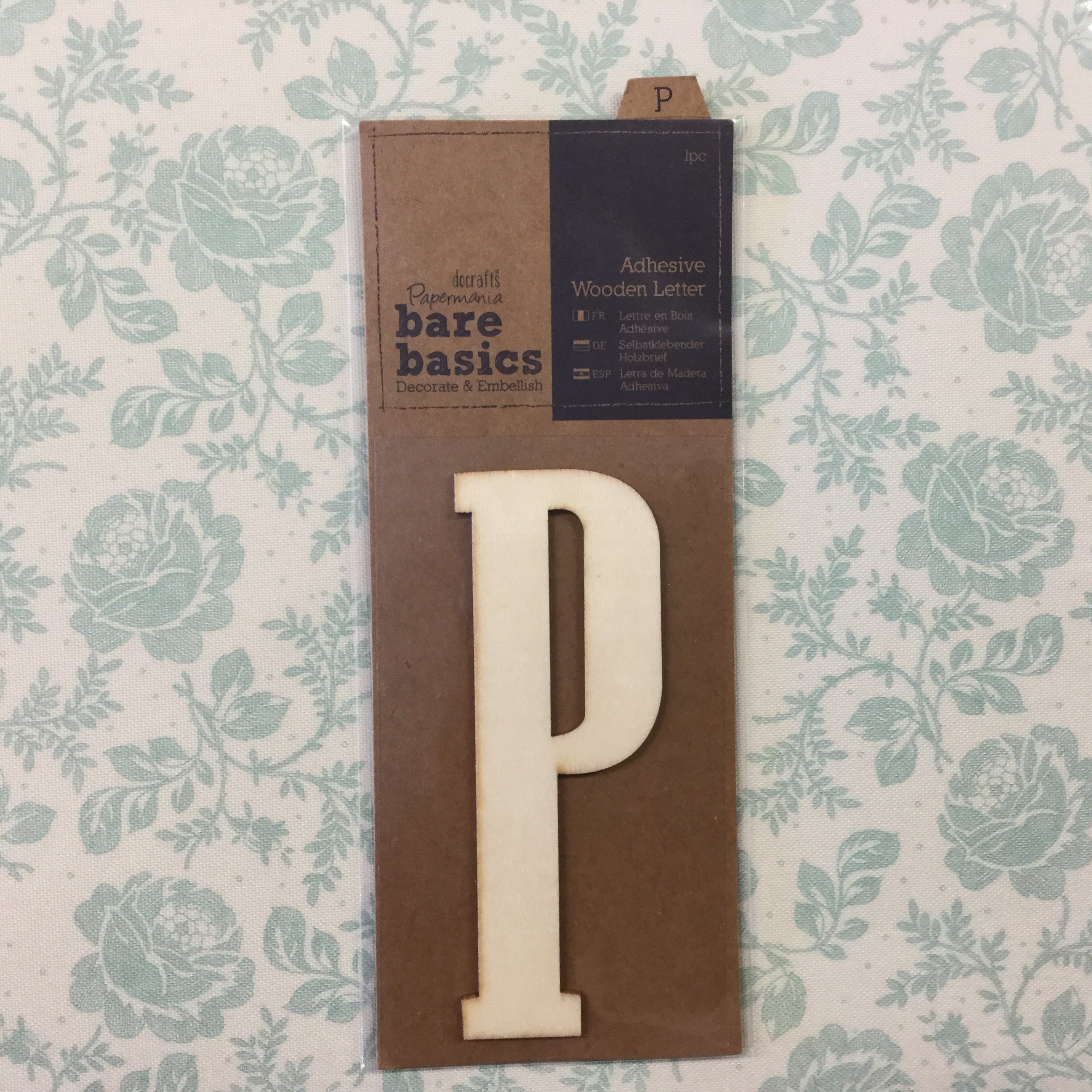 image_f9cf40ce-8101-46a6-8524-496d0e1a951c.jpg Papermania Bare Basics Wooden Adhesive LETTER P Wood - Image 1