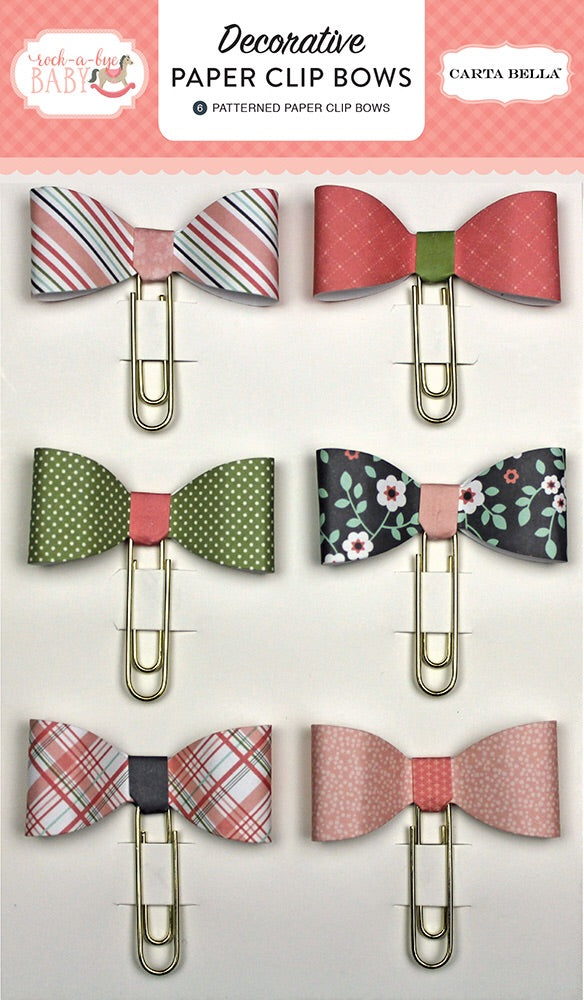 image_f9dc07b4-7e59-4fe9-95c3-d59d239a2130.jpg Carta Bella Rock A Bye Baby Girl Patterned Paper BOWS 6pc - Image 1