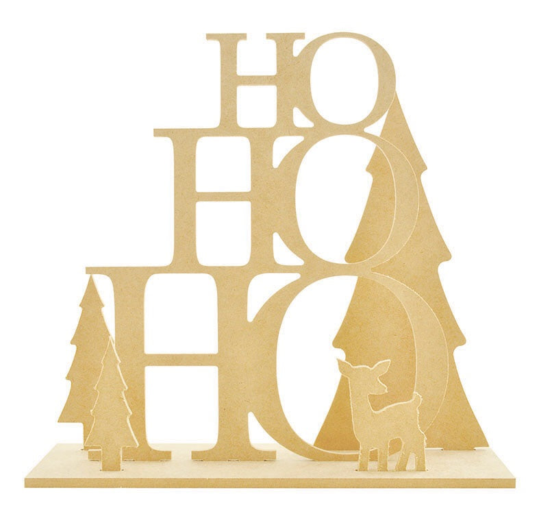 image_f9e90f18-a77f-4163-acff-6129f625054b.jpg Kaisercraft HO HO HO SCENE 3D Wood DIY 1pc - Image 1