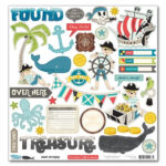 October Afternoon TREASURE MAP 12"X12" Stickers 40pc
