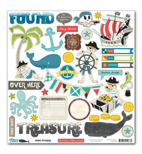 image_fa728cb9-cfe8-4a4e-a719-fd725ff3f5ad.jpeg October Afternoon TREASURE MAP 12"X12" Stickers 40pc - Image 1