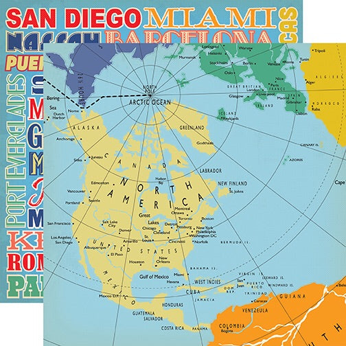 image_fb65415a-78fd-47f1-b710-cf5e3d4f0513.jpg Carta Bella Let’s Cruise WORLD MAP 12"x12" Paper - Image 1